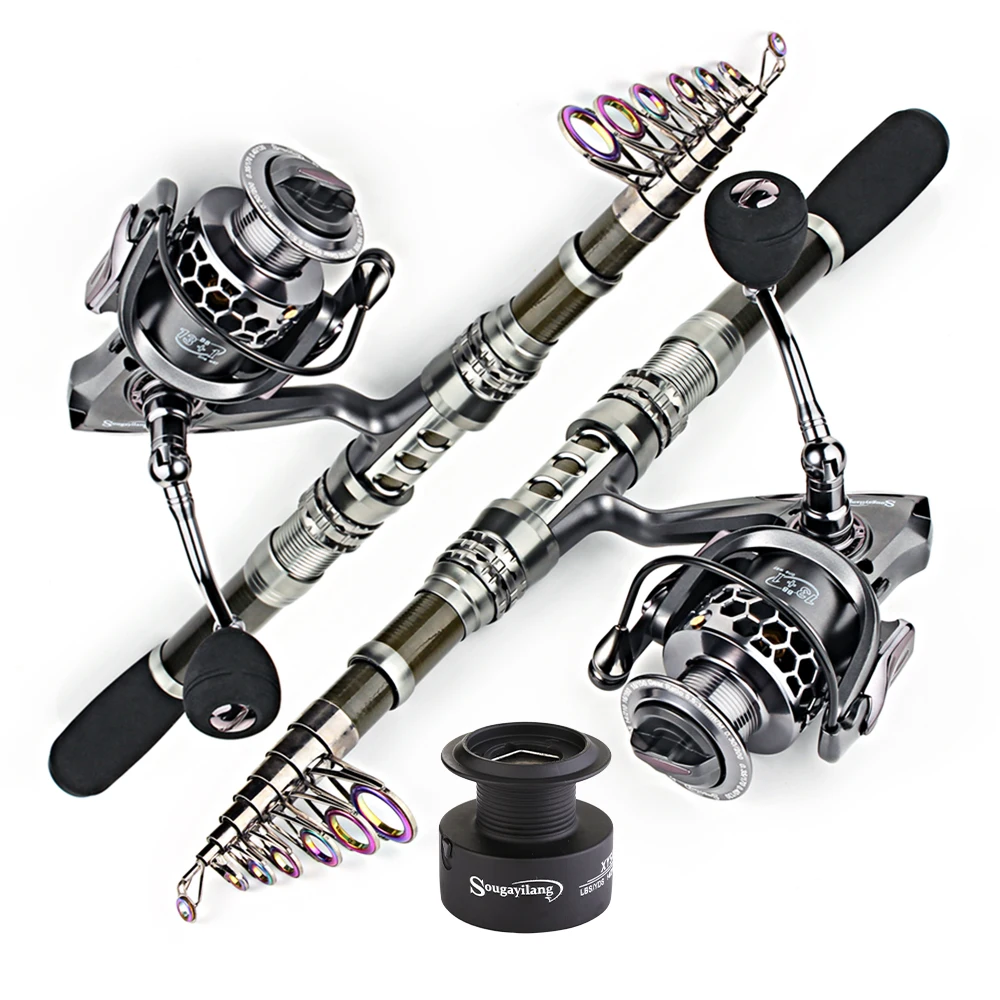 Fishing Rod Surf - Sougayilang-カーボンファイバースピニングロッド,伸縮式釣り竿キット,13 1bbコンボリール,1.8-3.3m
