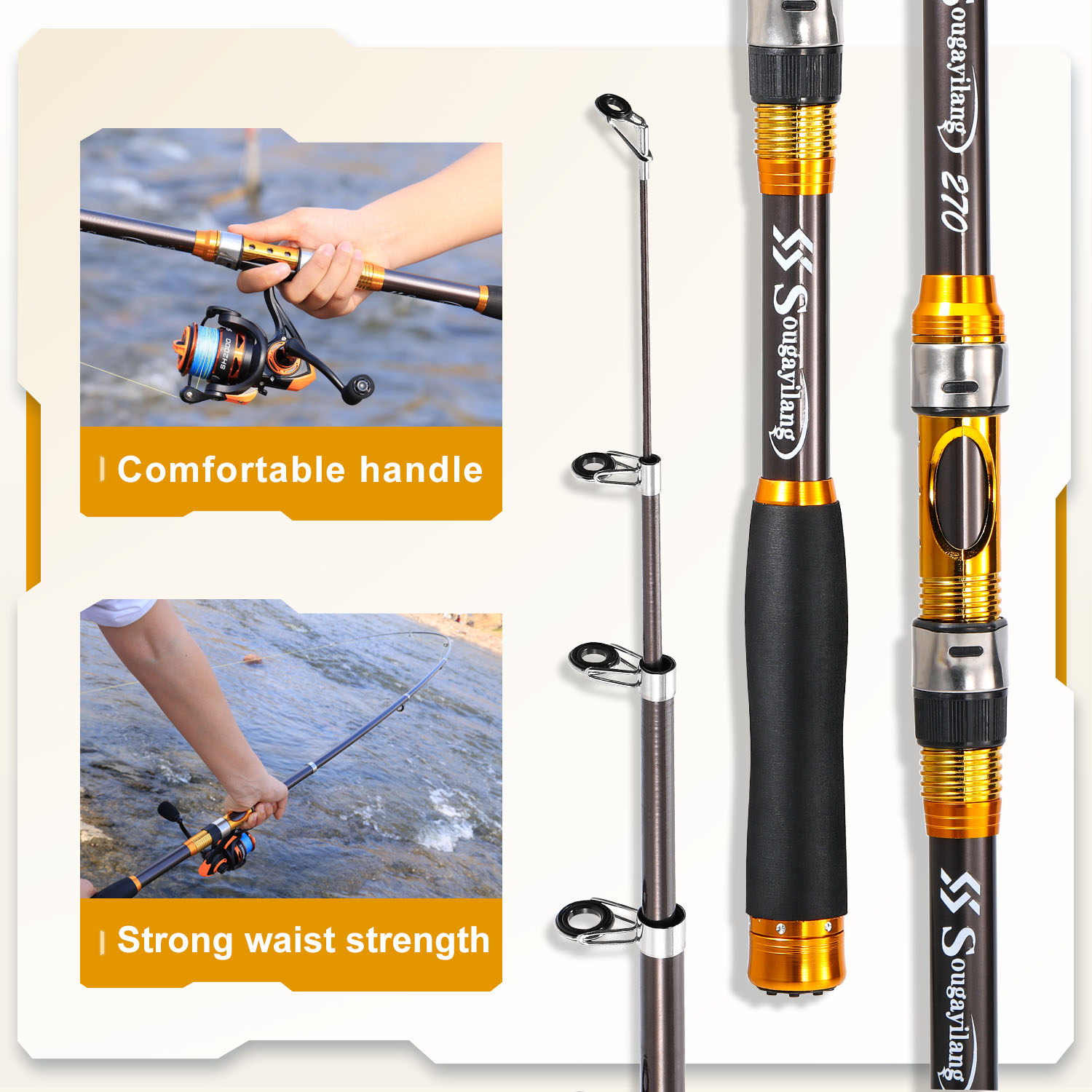 Sougayilang 2.1m-3.0m スピニング釣り竿 - Fishing Rod Surf のレビューと価格