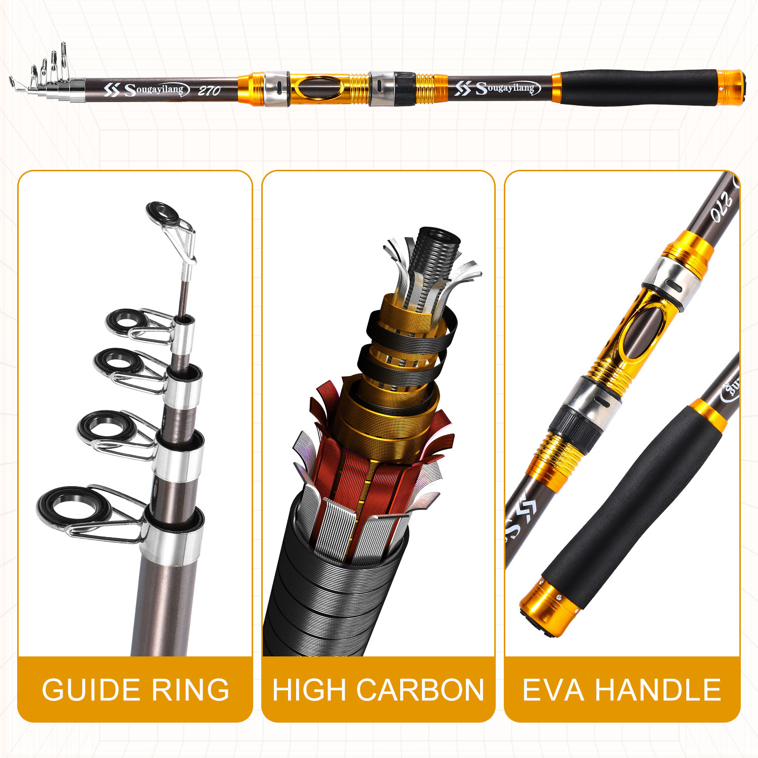 Sougayilang 2.1m-3.0m スピニング釣り竿 - Fishing Rod Surf のレビューと価格